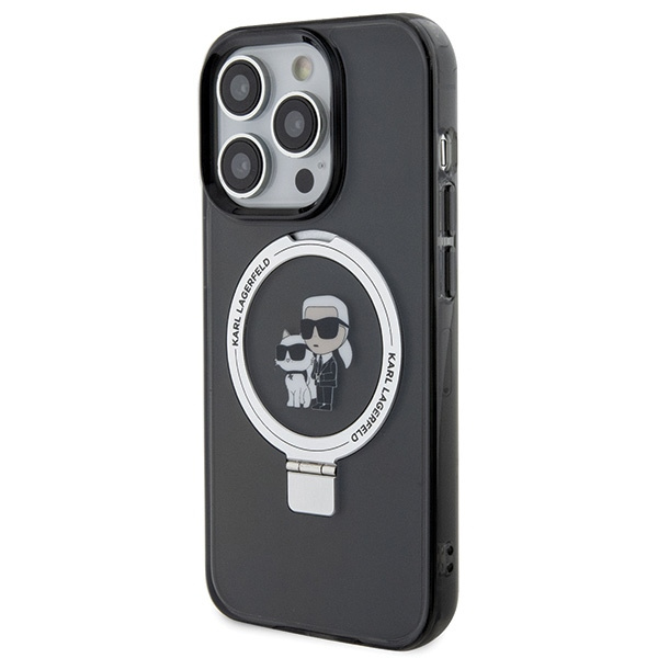 Case Karl Lagerfeld KLHMP15XHMRSKCK iPhone 15 Pro Max 6.7" black/black hardcase Ring Stand Karl&amp;Choupettte MagSafe Case