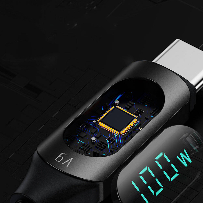 USB C - USB-C-Kabel Wozinsky WUCCC1 mit PD-Display 100 W 1 m – Schwarz