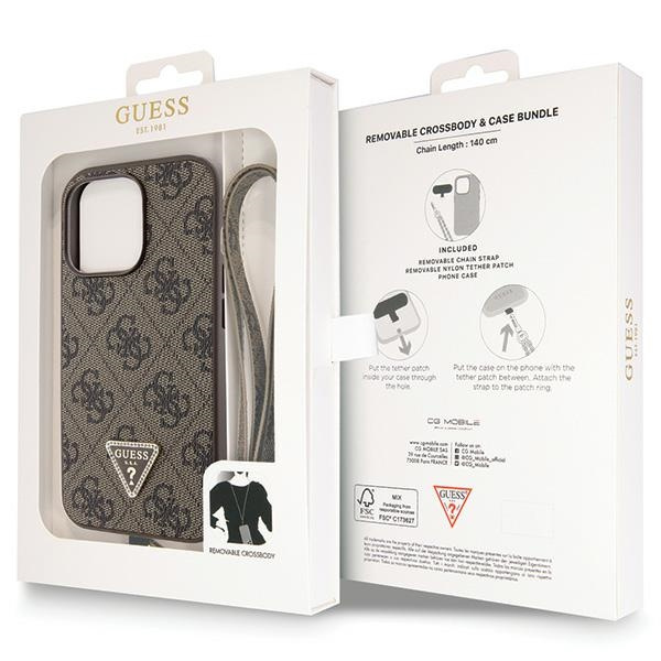 Guess GUHCP13XP4TDSCPW iPhone 13 Pro Max 6.7" marrone/marrone durocase Crossbody 4G Metal Logo