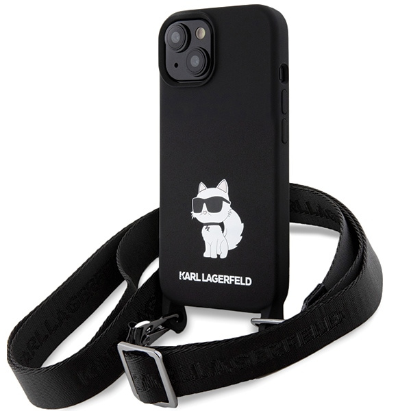 Coque Karl Lagerfeld KLHCP15SSCBSCNK iPhone 15 6.1" hardcase noir/noir Crossbody Silicone Choupette Case