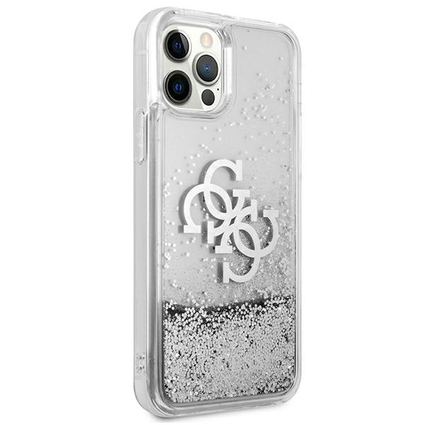 Case GUESS Apple iPhone 12 Pro Max 4G Big Liquid Glitter Silver Hardcase