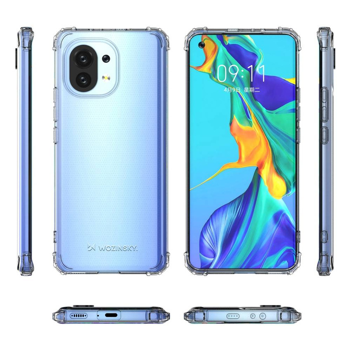 Étui durable antichoc Wozinsky avec protection de qualité militaire pour Xiaomi Mi 11 transparent