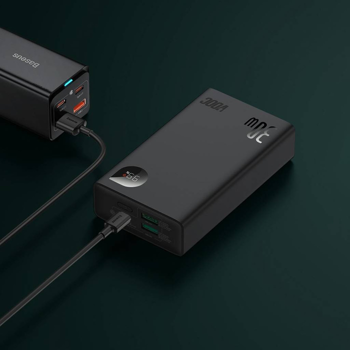 Baseus Adaman2 Powerbank mit bildschirmem digital 20000mAh 30W 2 x USB / 1x USB Typ C Power Delivery Quick Charge SCP, Oppo Super VOOC schwarz (PPAD050101)