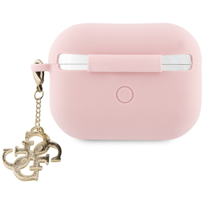 Guess GUAP2LECG4P Cubierta de los AirPods Pro 2 rosa/rosa Liquid Silicona Glitter Triángulo Charm