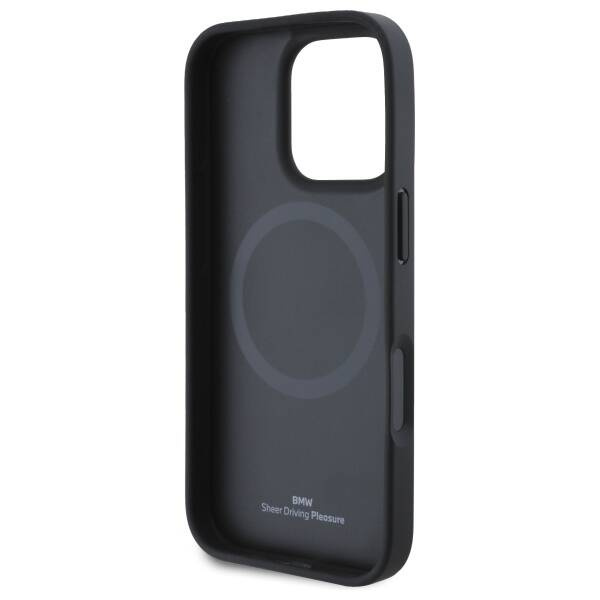 Cover BMW iPhone 16 Pro Max nero/nero durocase Sign Leather Half Textured And Circle MagSafe