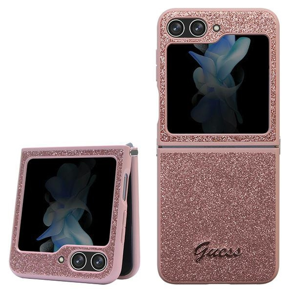 Case Guess GUHCZF5HGGSHP F731 Galaxy Z Flip5 pink/pink hardcase Glitter Script Case