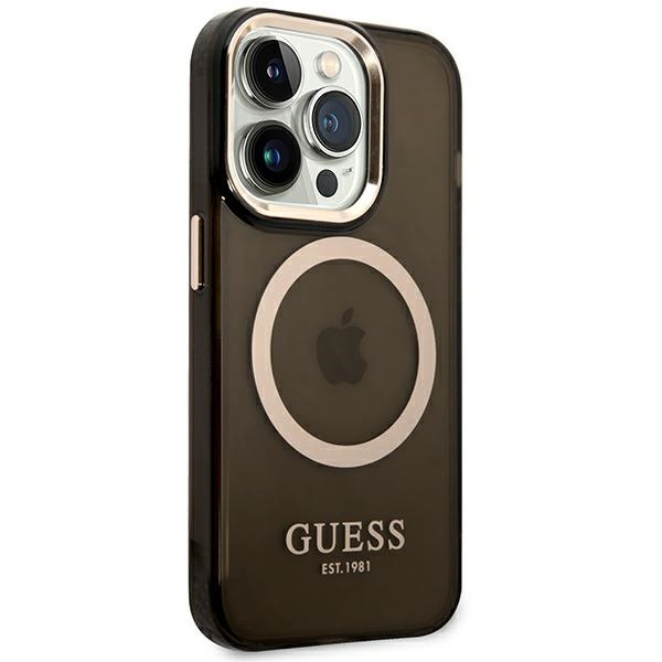 Guess GUHMP14LHTCMK iPhone 14 Pro 6.1" schwarz/schwarz hart case Gold Outline Translucent MagSafe