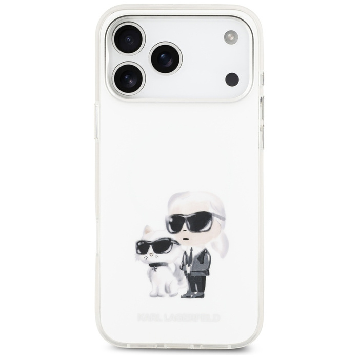 Etui Karl Lagerfeld IML Aquarelle Karl   & Choupette & Logo MagSafe do iPhone 17 Pro Max biały