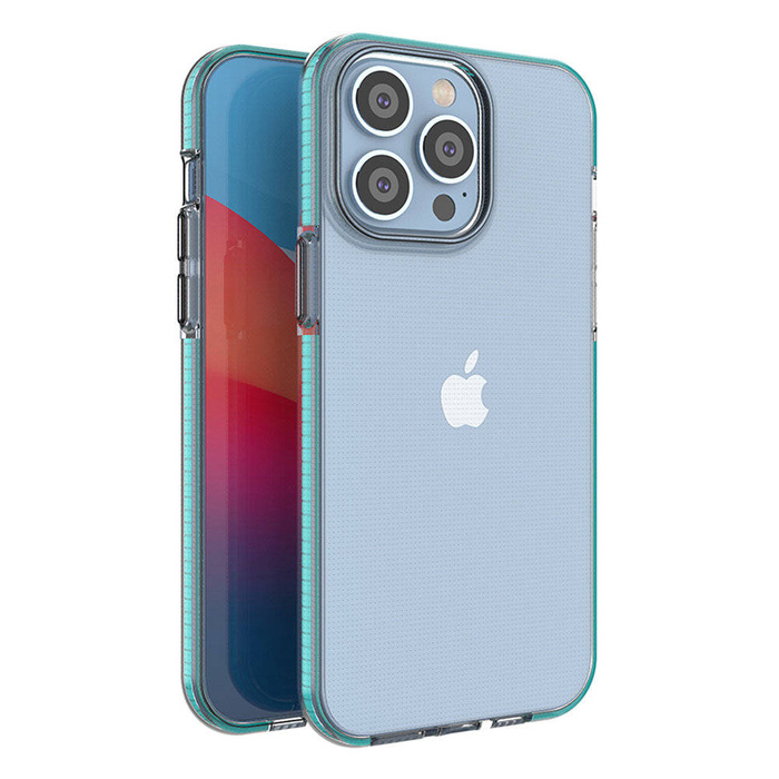 Spring Case obal iPhone 14 Pro Max silikonový kryt s rámečkem světle modrý