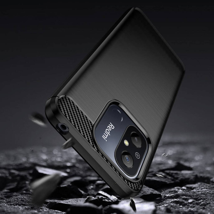 Carbon-Hülle für Xiaomi Redmi 11A / Poco C55 / Redmi 12C Flexible Silikon-Carbon-Abdeckung Schwarz