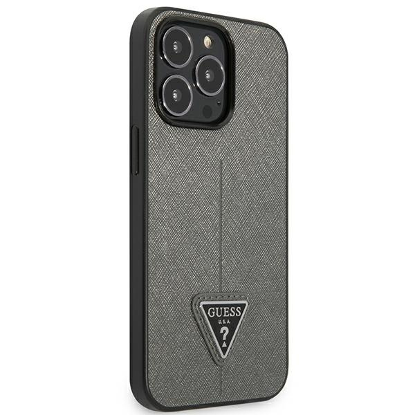 Guess GUHCP13LPSATLG iPhone 13 Pro / 13 6.1" silber/silber hartcase SaffianoTriangle Logo