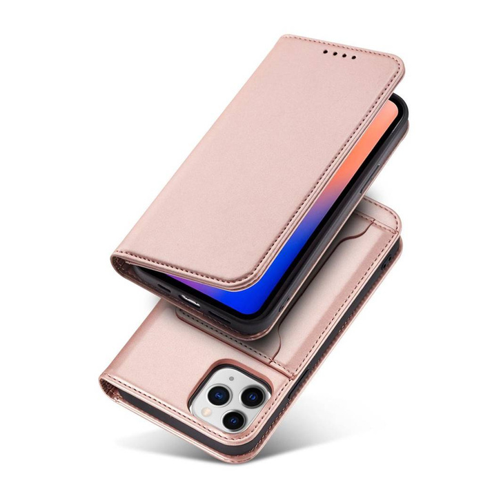 Estuche magnético para tarjetas para iPhone 12 Pro Estuche para tarjetas Monedero Soporte para tarjetas Rosa