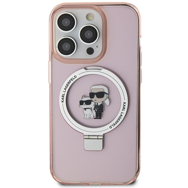 Hülle Karl Lagerfeld KLHMP15XHMRSKCP iPhone 15 Pro Max 6,7" rosa/rosa hartcase Ring Stand Karl&amp;Choupettte MagSafe Case