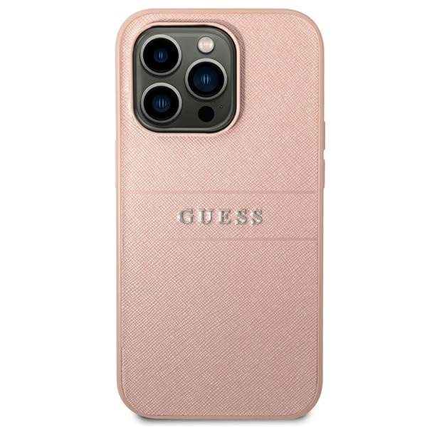 Hülle Guess iPhone 14 Pro 6.1" rosa/rosa Saffiano Riemen