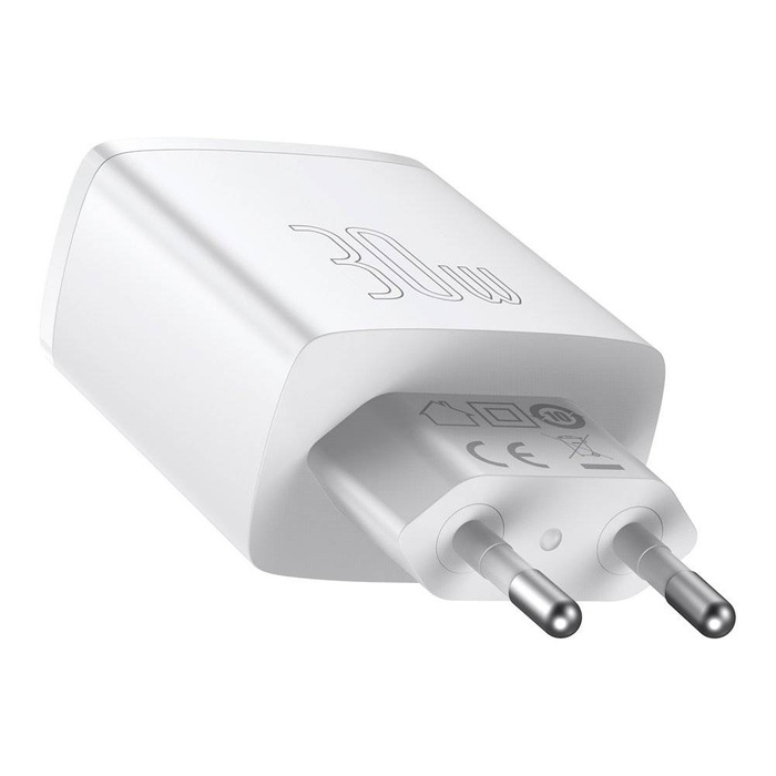Baseus Compact Schnellladegerät USB Typ C / 2x USB 30W 3A Power Delivery Quick Charge weiß (CCXJ-E02)
