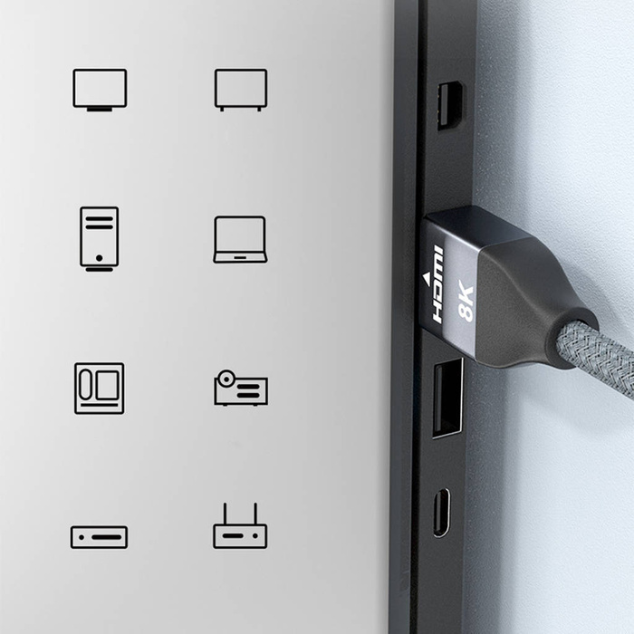 Wozinsky kabel HDMI 2.1 8K 60 Hz 48 Gbps / 4K 120 Hz / 2K 144 Hz 2m stříbrný (WHDMI-20)