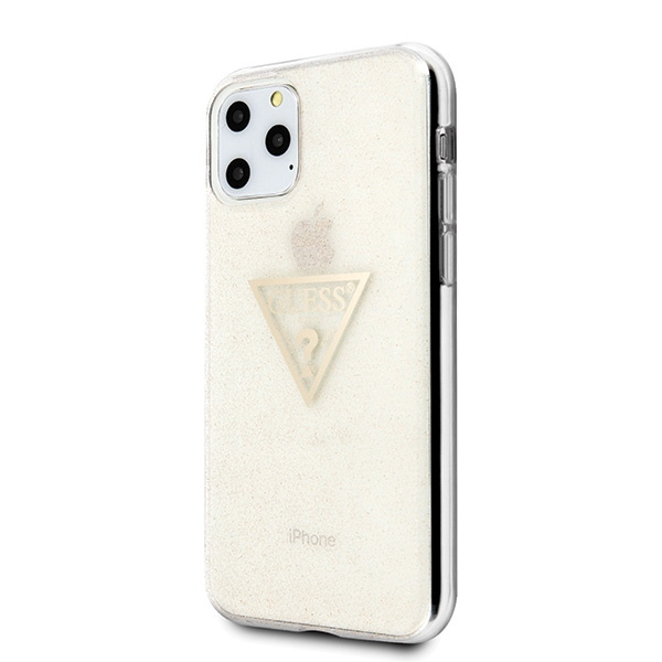 Puzdro guess Apple iPhone 11 Pro gold/gold hard case Glitter Triangle Case