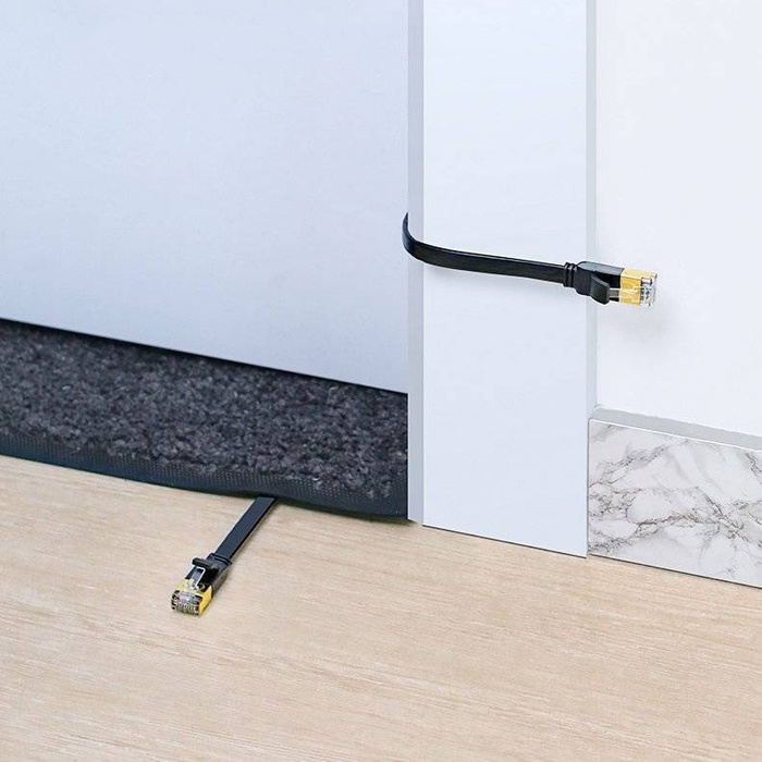 Ugreen plochý kabel Internet Síťový kabel Ethernet Patchcord RJ45 Cat 7 STP LAN 10 Gb/s 3 m černý (NW106 11262)