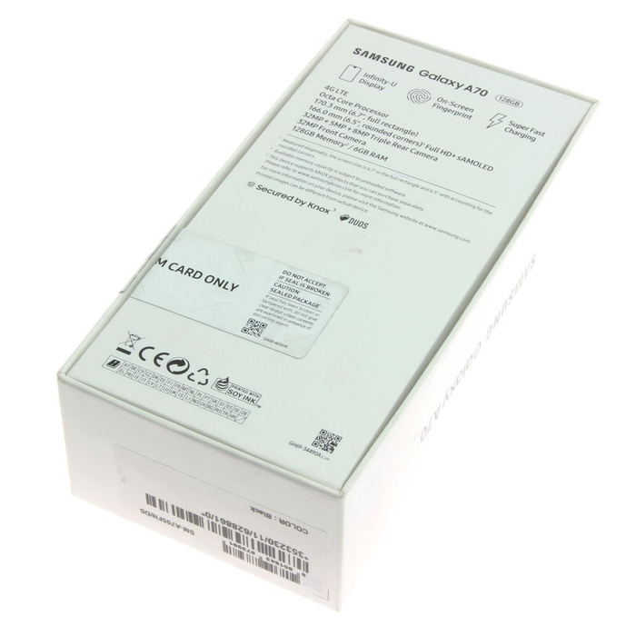 SAMSUNG Galaxy A70 Black 128GB SM-A705/DS Originální pouzdro EU 2 Pin