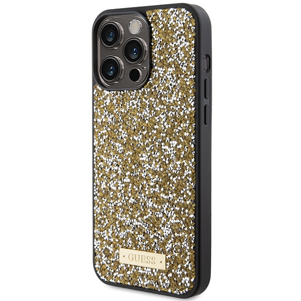 Etui Guess GUHCP15XPFGSBSD iPhone 15 Pro Max 6.7" żółty/yellow hardcase Rhinestone Metal Logo Case