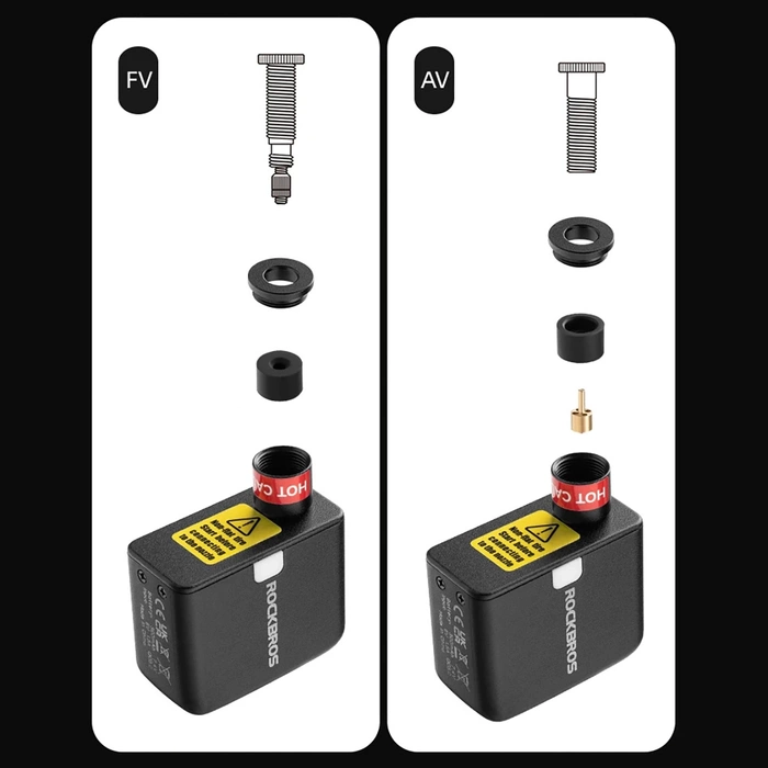 Rockbros 42320008001 Mini-Elektro-Fahrradpumpe für Schrader-/Presta-Ventile 100 PSI – Schwarz