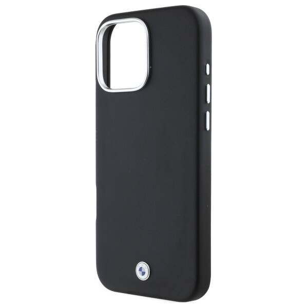 Hülle BMW iPhone 16 Pro schwarz/schwarz hartcase Schild Full Wrapped Metal MagSafe