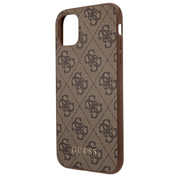 Hülle Guess GUHCN61G4GFBR iPhone 11 6.1" braun/braun hart case 4G Metall Gold Logo