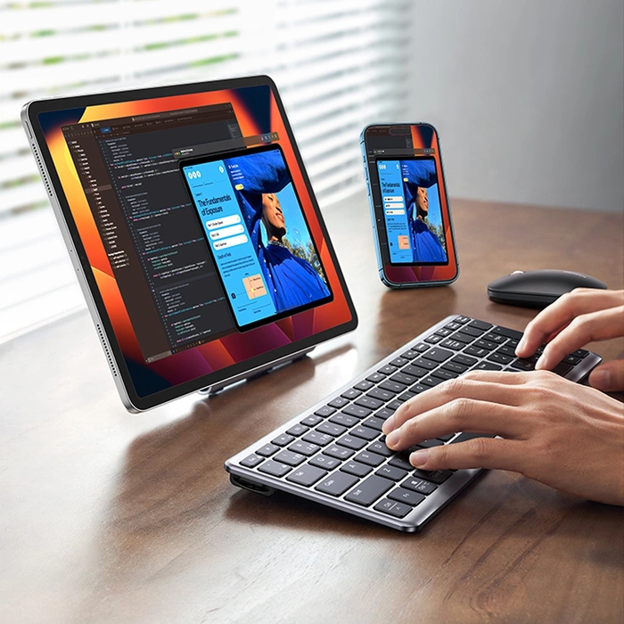 Wireless Membrane Keyboard UGREEN KU005 2.4G+BT (Silver-black)