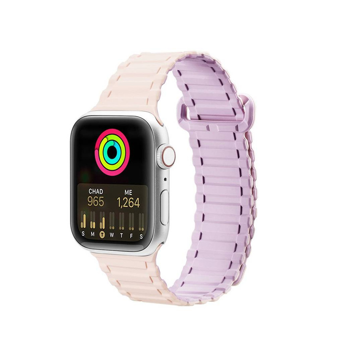 Dux Ducis Strap (Armor Version) Bracelet pour Apple Watch Ultra, SE, 8, 7, 6, 5, 4, 3, 2, 1 (49, 45, 44, 42 mm) Bracelet en silicone à bande magnétique Rose Violet