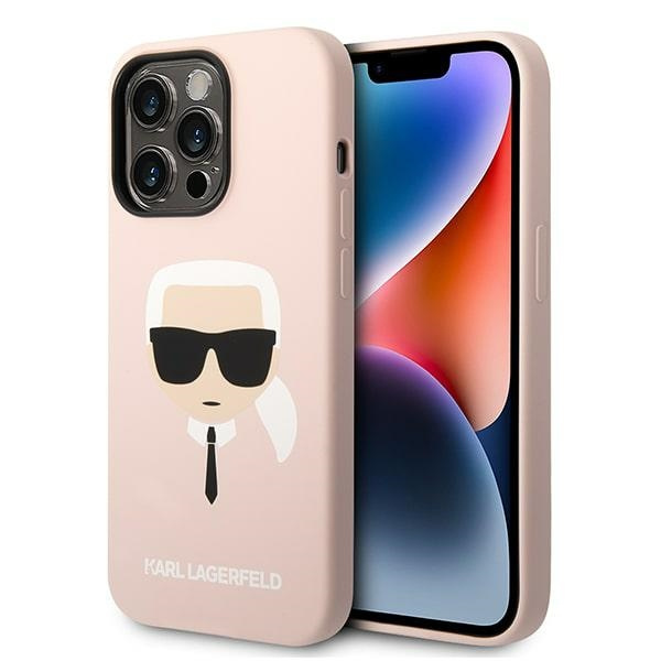 Karl Lagerfeld KLHMP14LSLKHLP iPhone 14 Pro 6.1" hartcase hellrosa/hellrosa Silikon Karl`s Head MagSafe