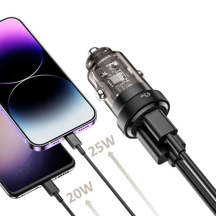 TECH-PROTECT CC45W 2-PORTOVÁ NABÍJEČKA DO AUTA PD45W/QC3.0 ČERNÁ