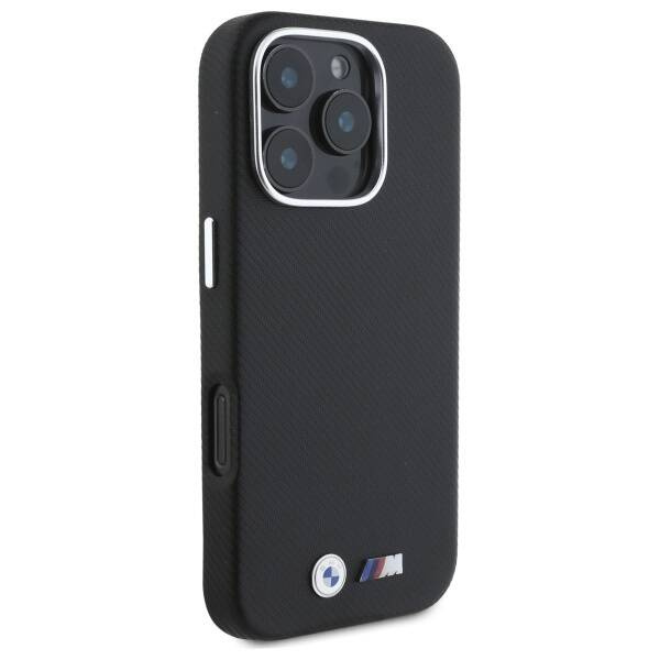 Cover BMW iPhone 16 Pro Max 6,9" nero/nero durocase M Edition Kevlar avvolto in metallo