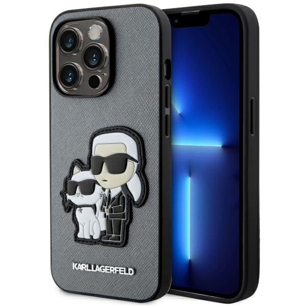 Hülle Karl Lagerfeld KLHCP14LSANKCPG iPhone 14 Pro 6.1" hartcase silber/silber Saffiano Karl &amp; Choupette Case