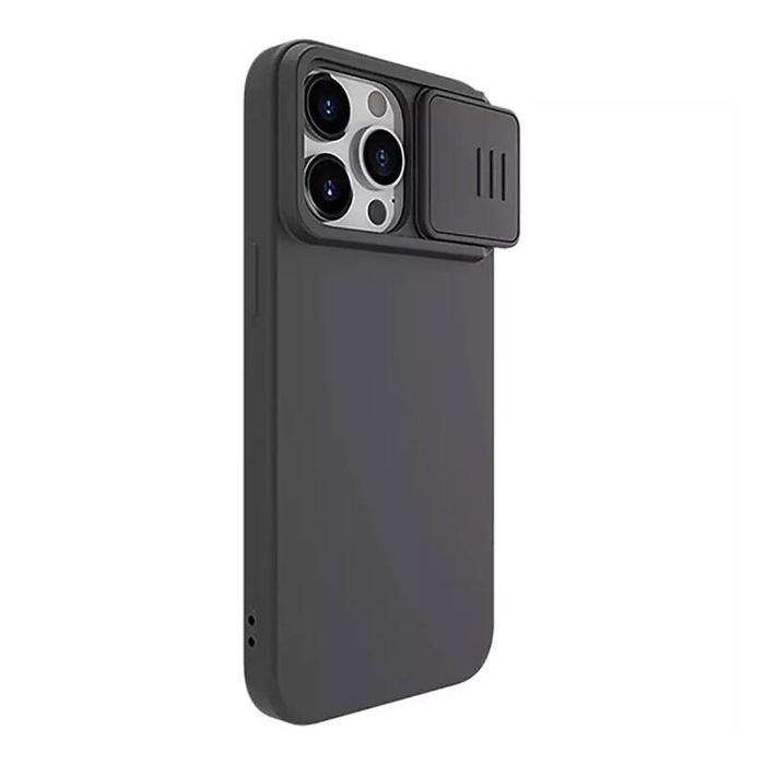 Silikonowe etui Nillkin CamShield Silky Silicone Case do iPhone 15 Pro z osłoną na aparat - czarne