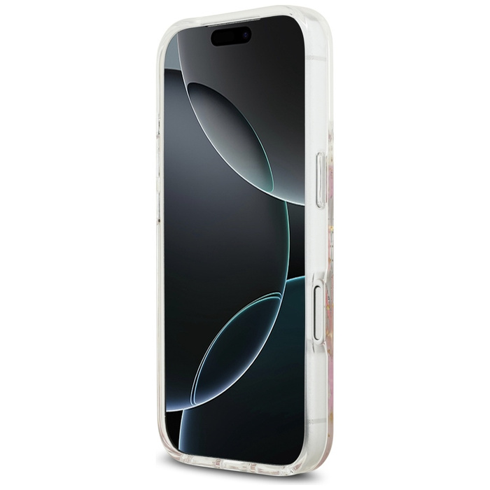 Etui Guess Resin Flowers Glitter MagSafe do iPhone 17 Pro różowy