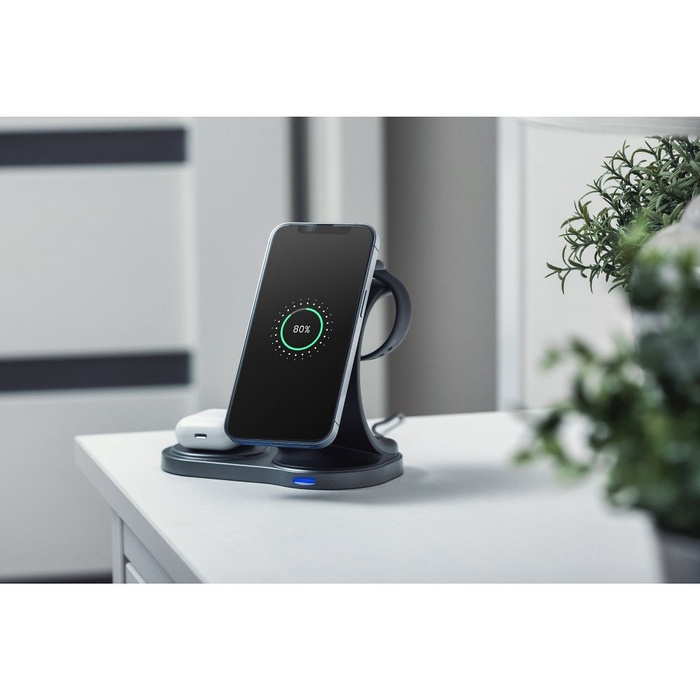 Forcell charger inductive Qi 3in1 15W WC12 supports charging from MagSafe black