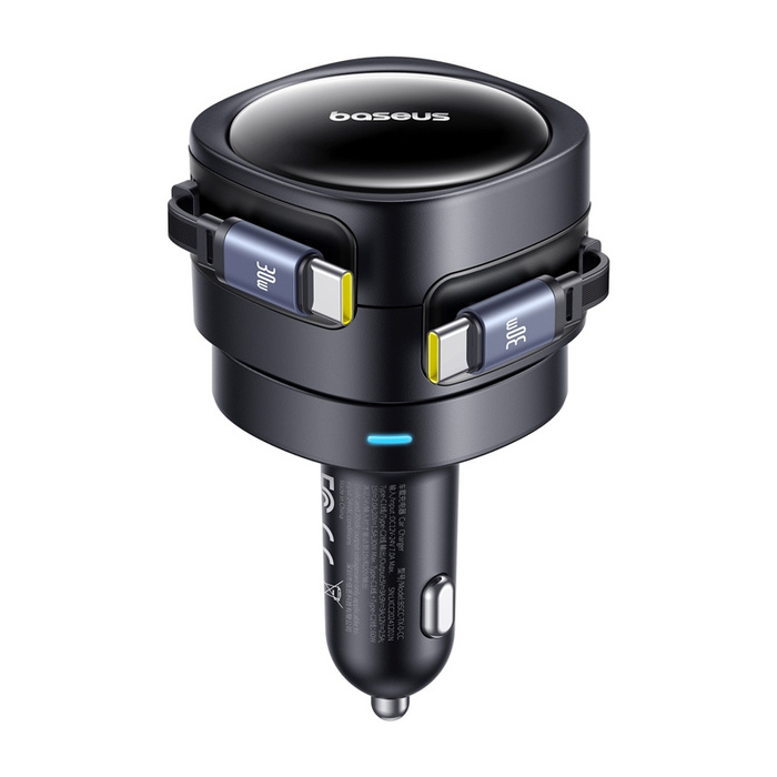 Ładowarka samochodowa Baseus Enjoyment Max z kablami USB-C+USB-C 60W Czarny