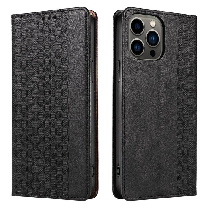 Magnet Strap Case obal iPhone 14 Pro Max flip cover wallet mini lanyard stand black