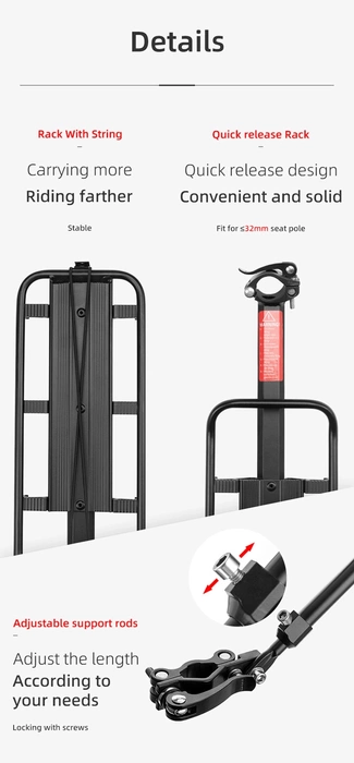 Rockbros 33210004001 porte-vélos avec étagère - noir