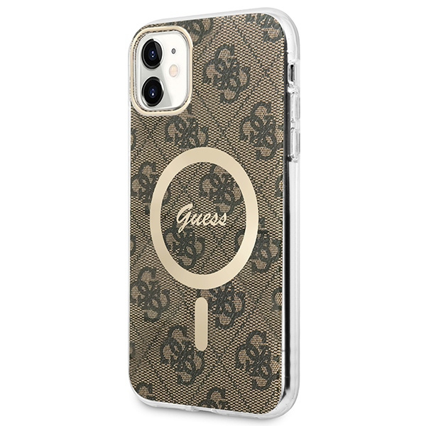 Set Case Guess Case+Charger iPhone 11 6.1" brown/brown hard case 4G Print MagSafe