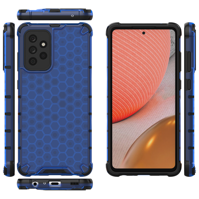 Honeycomb Case armor cover with TPU Bumper for Samsung Galaxy A72 4G blue