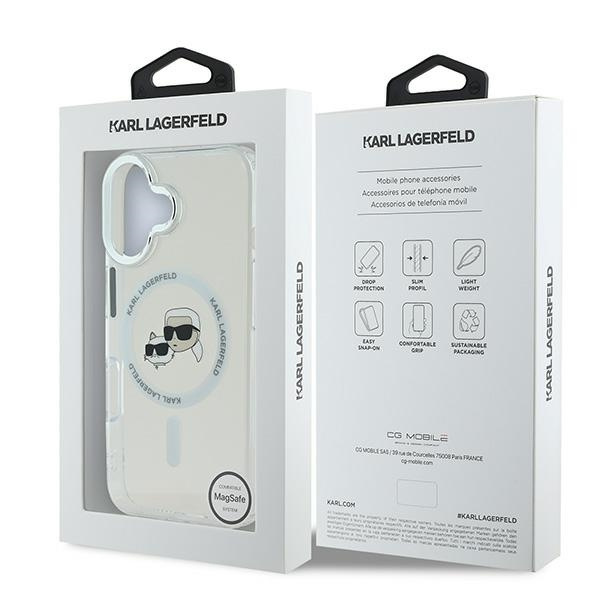 Karl Lagerfeld KLHMP16SHLSKCH iPhone 16 6.1" biały/white hardcase IML Metal Karl&Choupette Head MagSafe