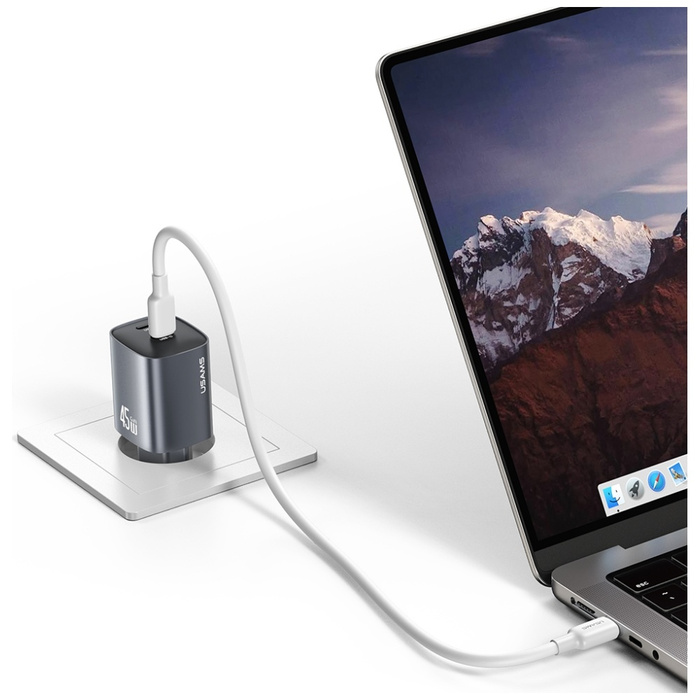 Ładowarka sieciowa USAMS CC305 T66 45W   GaN 2xUSB-C tarnish