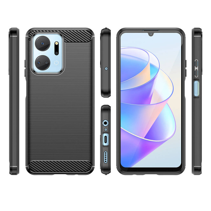 Coque Carbon Case pour Honor Play 40 Plus / Honor X7a coque carbone silicone souple noir