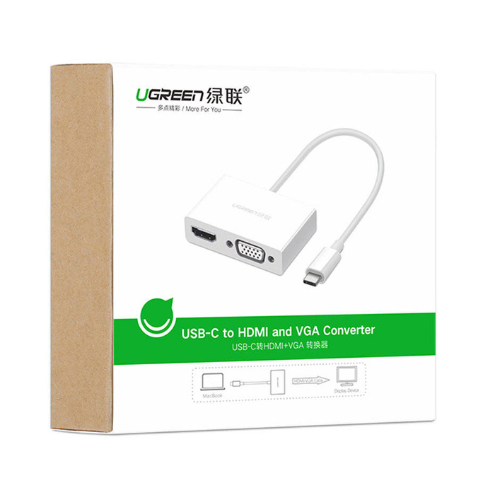 Ugreen adapter video converter USB Type C - HDMI / VGA white (MM123)