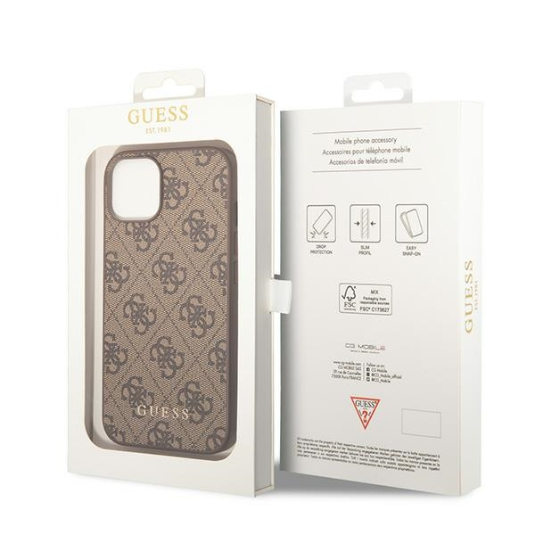 Guess GUHCP15MG4GFBR iPhone 15 Plus 6,7" braun/braun hart case 4G Metall Gold Logo