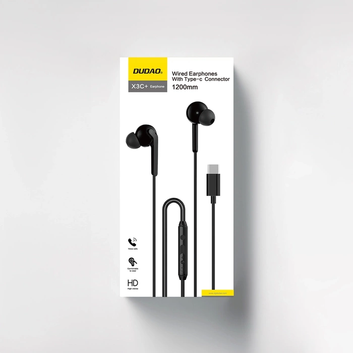 Dudao X3C+ kabelgebundener USB-C In-Ear-Kopfhörer 1,2 m – Schwarz