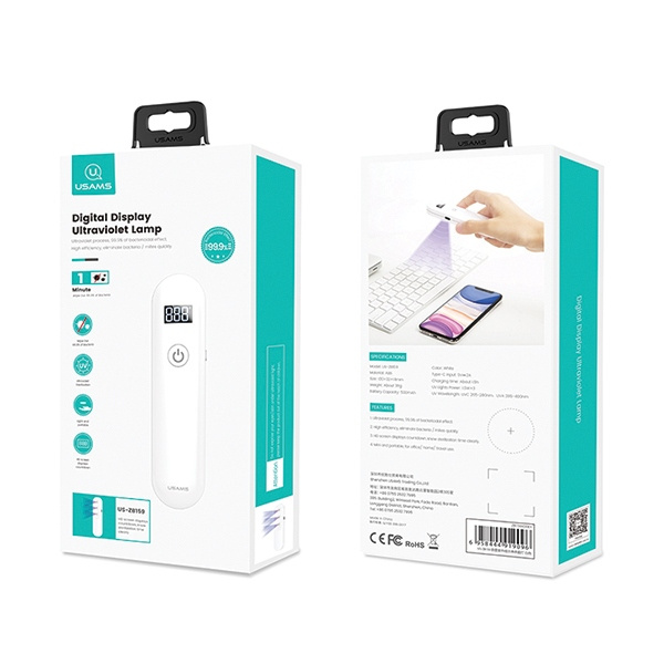 Lámpara desinfectante USAMS Mini UV-C de mano blanca