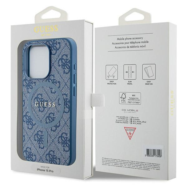 Etui Guess GUHMP15XG4GFRB iPhone 15 Pro Max 6.7" niebieski/blue hardcase 4G Collection Leather Metal Logo MagSafe Case