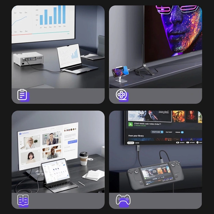 Kabel Wozinsky WCCH-01 USB-C - HDMI 4K 60Hz 1,8m - czarny